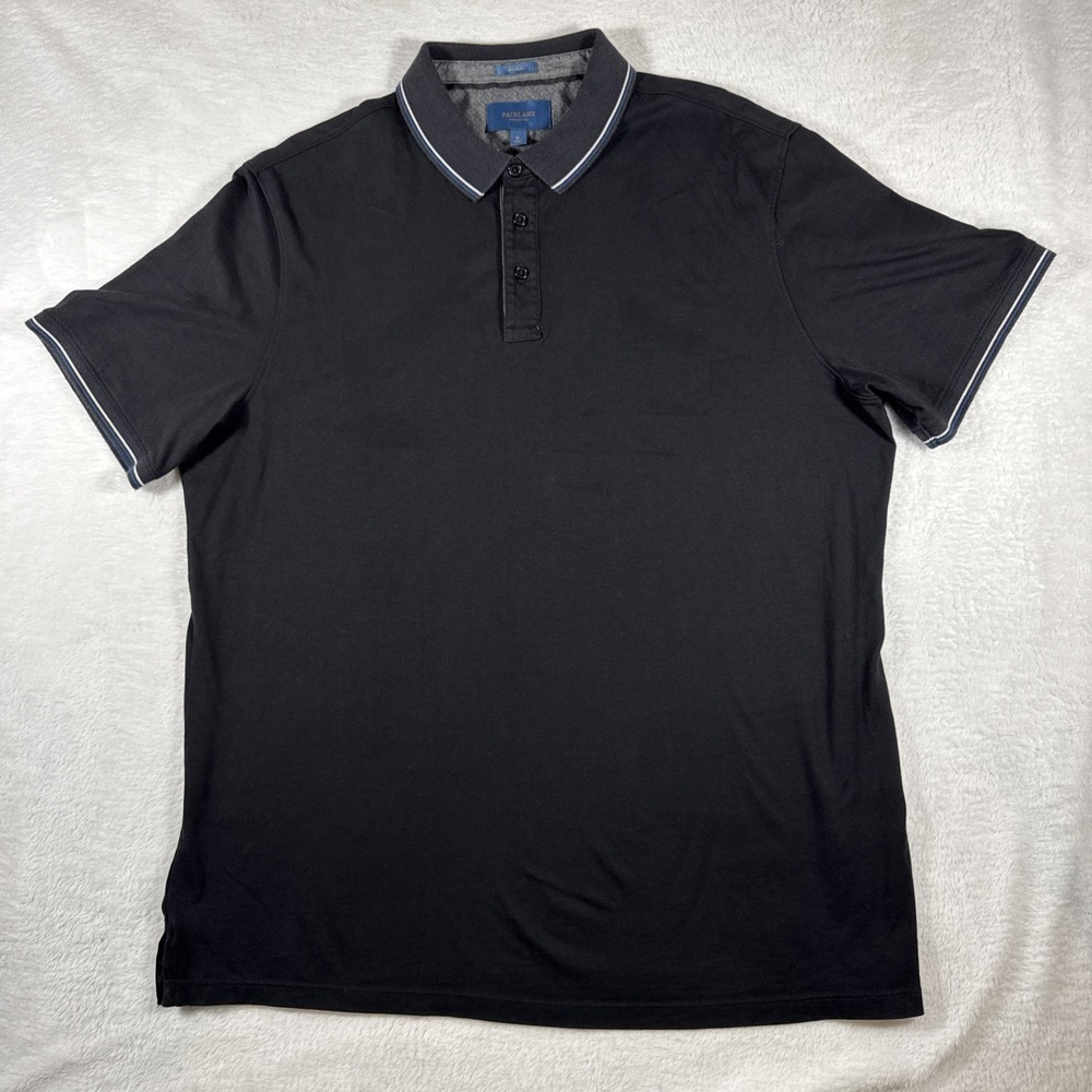 Fairlane 100% Pima Cotton Regular Fit Mens XL Short Sleeve Black‎ Polo
